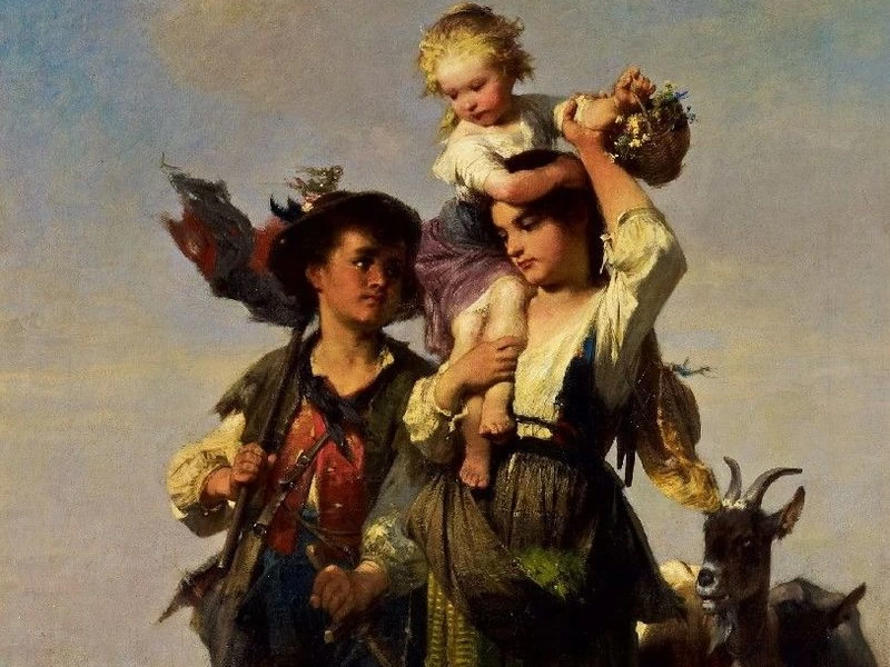 1821-Jakob Grunenwald - Bambini con capre